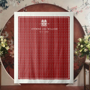 Simple Double Happiness Chinese Wedding Backdrop Tapestry