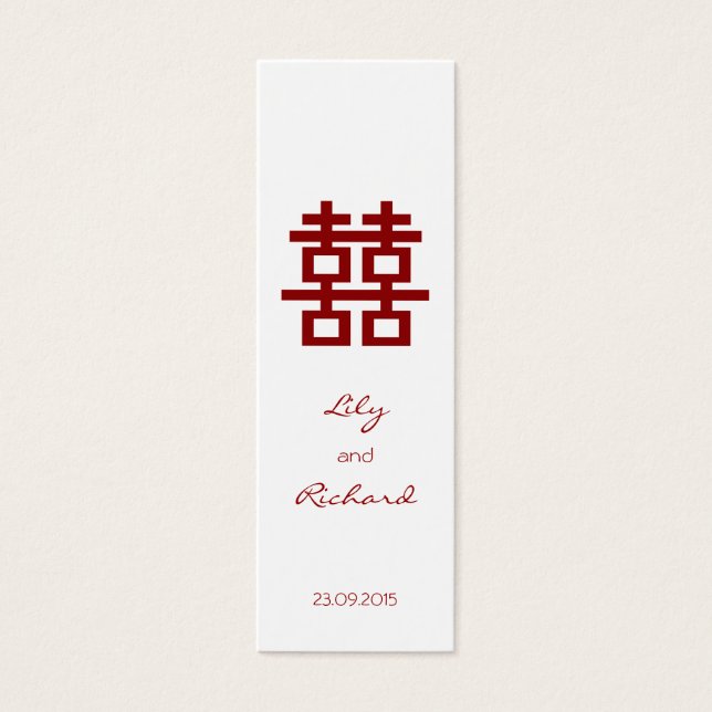 Simple Double Happiness Chinese Wedding Favour Tag (Front)