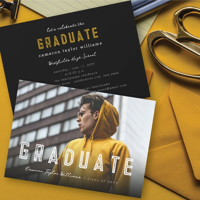 Simple Double Line Graduate Photo Graduation Party Invitation (Creator Uploaded)