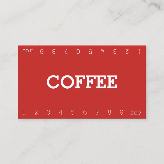 Simple Double Number Loyalty Coffee Punch-Card (Front)