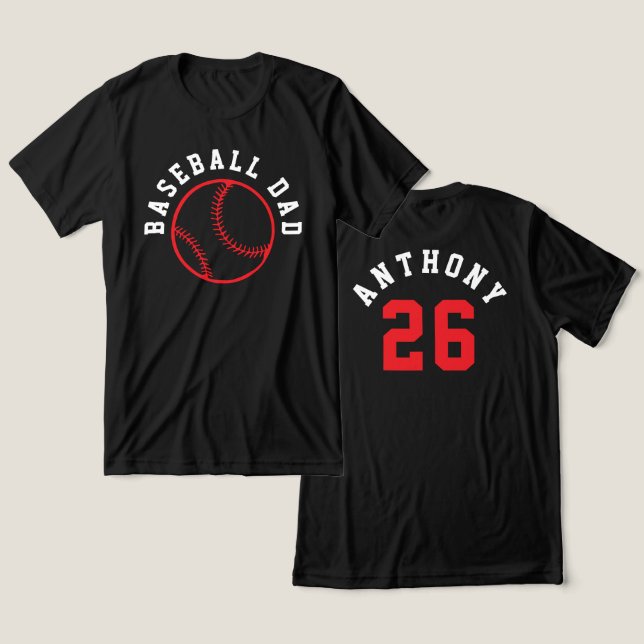 Simple Double-Sided Baseball Parent Kid Name Tri-Blend Shirt (Design Front & Back)