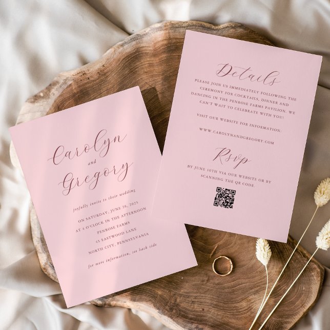 Simple Double-sided Minimalist Website QR Wedding Invitation (Creator Uploaded)