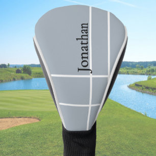 Simple dove grey black minimalist custom name golf head cover
