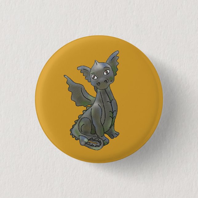 simple dragon 3 cm round badge (Front)