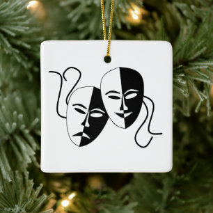 Simple Drama Comedy Masks Acting Ceramic Ornament