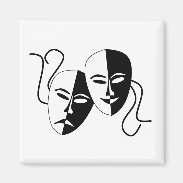 Simple Drama Comedy Masks Acting Magnet (Front)