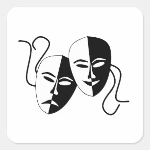 Simple Drama Comedy Masks Acting Square Sticker