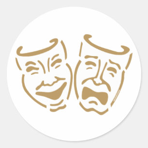 Simple Drama Masks Classic Round Sticker
