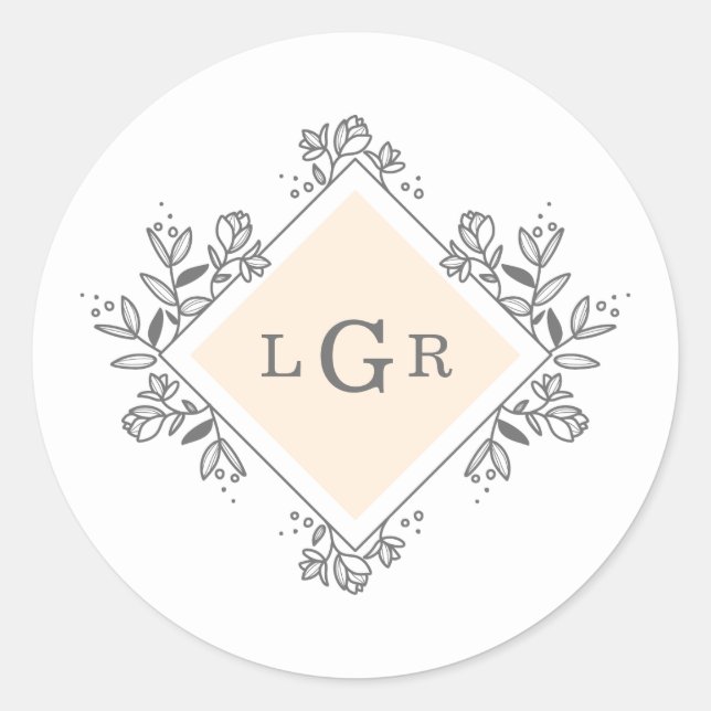 Simple Drawn Floral Orange Classic Round Sticker (Front)
