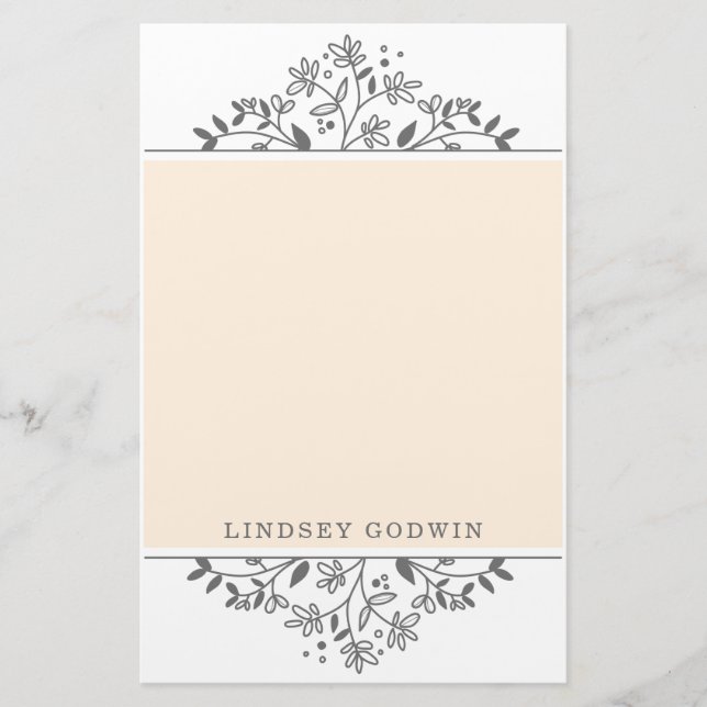 Simple Drawn Floral Orange Stationery (Front)
