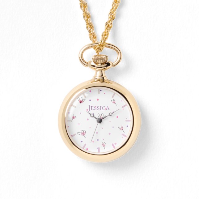 Simple Drawn Floral Pattern Watch (Front)