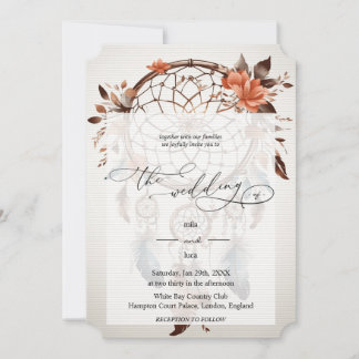 Simple dream catcher design on white background fo invitation