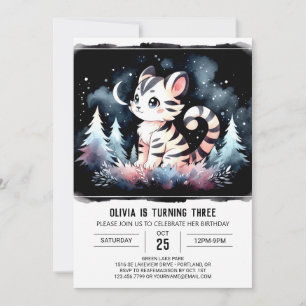 Simple Dreamy Tiger Birthday Invitation