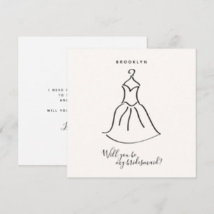 Simple Dress Bridesmaid Proposal Card