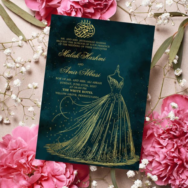 Simple Dress Green Islamic Muslim wedding Invitation (Creator Uploaded)