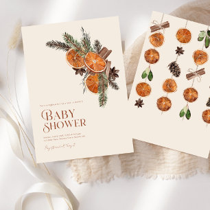 Simple Dried Orange Cinnamon Winter Baby Shower Invitation