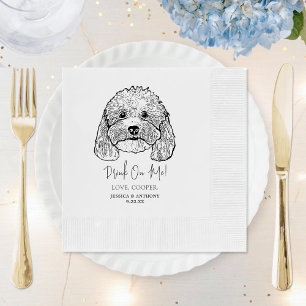 Simple Drink On Me Dog Hand Drawing Wedding Napkin