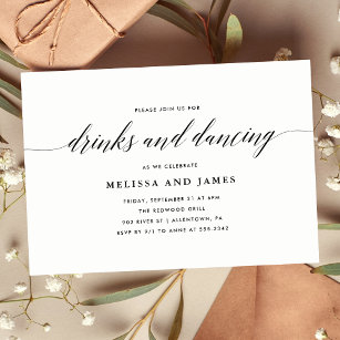 Simple Drinks and Dancing Wedding Invitation