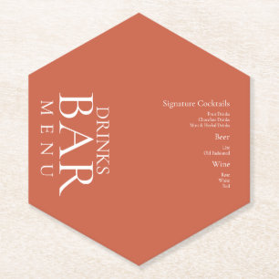 Simple Drinks Cocktail Wine Wedding Terracotta Paper Coaster