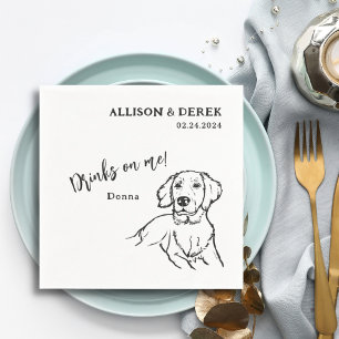Simple Drinks on Me Golden Retriever Dog Wedding Napkin