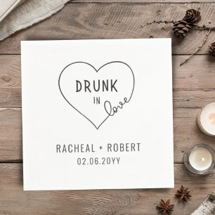 Simple Drunk In Love Modern Party Wedding Couple Napkin