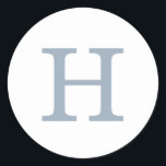 Simple Dusty Blue and White Monogram Wedding Classic Round Sticker<br><div class="desc">Simple yet elegant wedding sticker with your monogram in a dusty blue serif font over a white background. The background and font colours may be changed to any colours that you wish. A basic and plain design that still comes across as stylish. These modern and minimalist stickers make great envelope...</div>