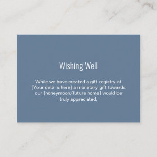 Simple Dusty Blue and White Wedding Wishing Well Enclosure Card