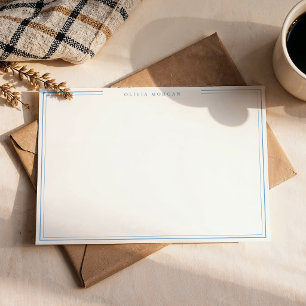 Simple Dusty Blue Border Name Stationery Card