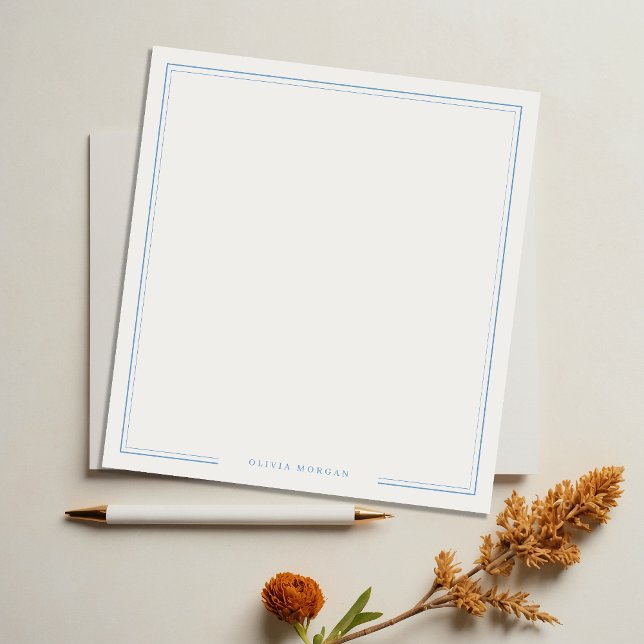 Simple Dusty Blue Border Name Stationery Notepad (Creator Uploaded)