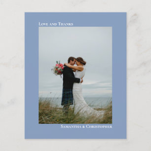 Simple Dusty Blue BUDGET Wedding Photo Thank You