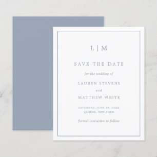 Simple Dusty Blue Budget Wedding Save the Date