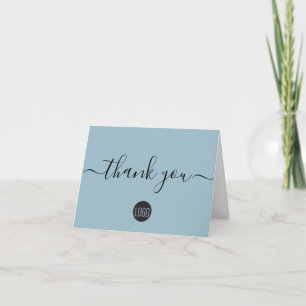 Simple Dusty blue Business logo Custom Thank You Card