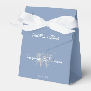  Simple Dusty Blue Chic Script Monogram Wedding  Favour Box
