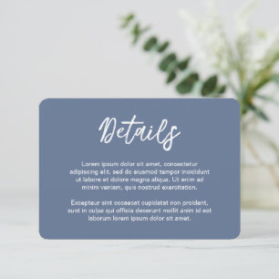 Simple Dusty Blue Classic  Elegant Wedding Enclosure Card