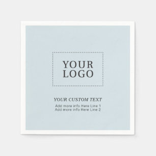 Simple Dusty Blue Custom Business Logo Promotional Napkin