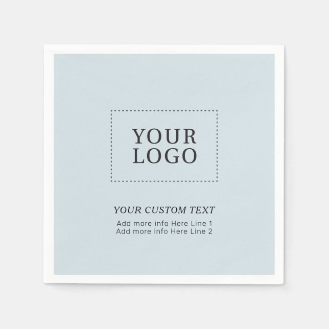 Simple Dusty Blue Custom Business Logo Promotional Napkin (Front)