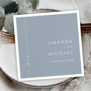 Simple Dusty Blue Elegant Classic Monogram Wedding Napkin