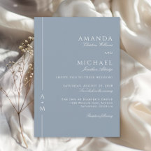 Simple Dusty Blue Elegant Monogram Classic Wedding