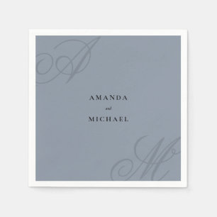 Simple Dusty Blue Elegant Monogram Wedding Napkin