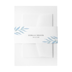 Simple Dusty Blue Eucalyptus Elegant Wedding Invitation Belly Band