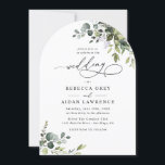 Simple Dusty Blue Eucalyptus Greenery Arch Wedding Invitation<br><div class="desc">This elegant collection features mixed watercolor greenery leaves paired with a classy serif & delicate sans font in black,  with a monogram on the back. Matching items available.</div>