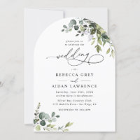 Simple Dusty Blue Eucalyptus Greenery Arch Wedding