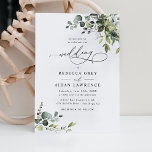 Simple Dusty Blue Eucalyptus Greenery Wedding Invitation<br><div class="desc">This elegant collection features mixed watercolor greenery leaves paired with a classy serif & delicate sans font in black,  with a monogram on the back. Matching items available.</div>