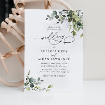 Simple Dusty Blue Eucalyptus Greenery Wedding