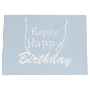 Simple Dusty Blue Happy Birthday Large Gift Bag