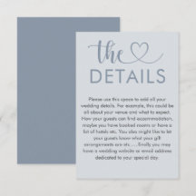 Simple Dusty Blue Heart Wedding Details