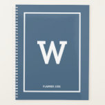 Simple Dusty Blue Initial Monogram Monthly Planner<br><div class="desc">A simple design with dusty blue background colour and your custom initial monogram positioned in the centre. A beautiful minimalist design ideal for anyone. Ideal birthday gift, party decor, home decor, office stationery, Christmas present or gift for any other special occasion. Visit our shop to view our entire collection. Customise...</div>