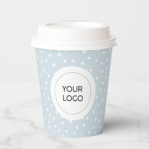 Simple Dusty Blue Minimal Business Logo Custom Paper Cups