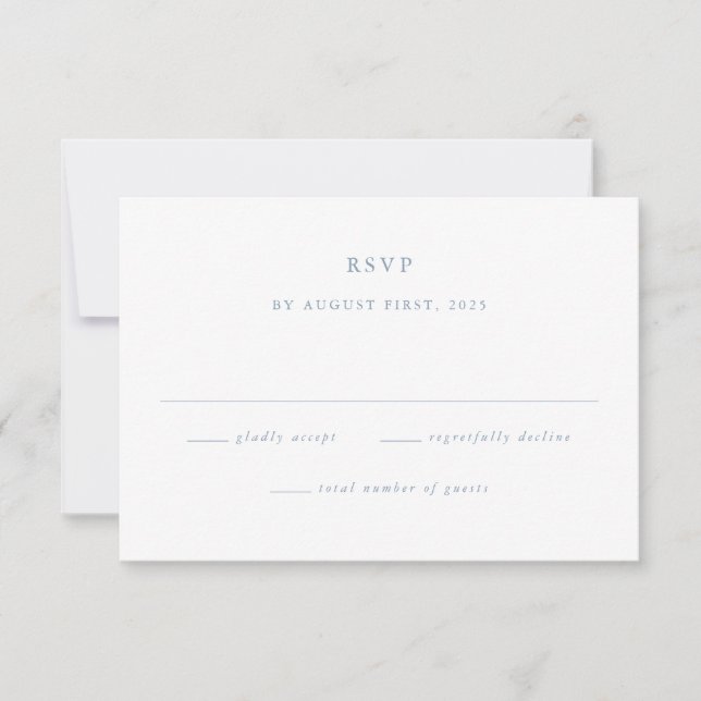 Simple Dusty Blue Minimal Wedding RSVP Card (Front)