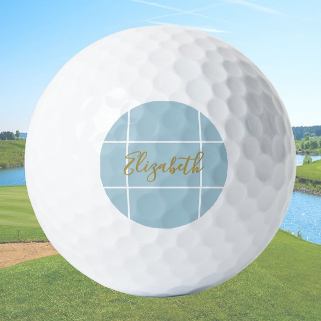 Simple dusty blue minimalist custom name ladies  golf balls (Creator Uploaded)